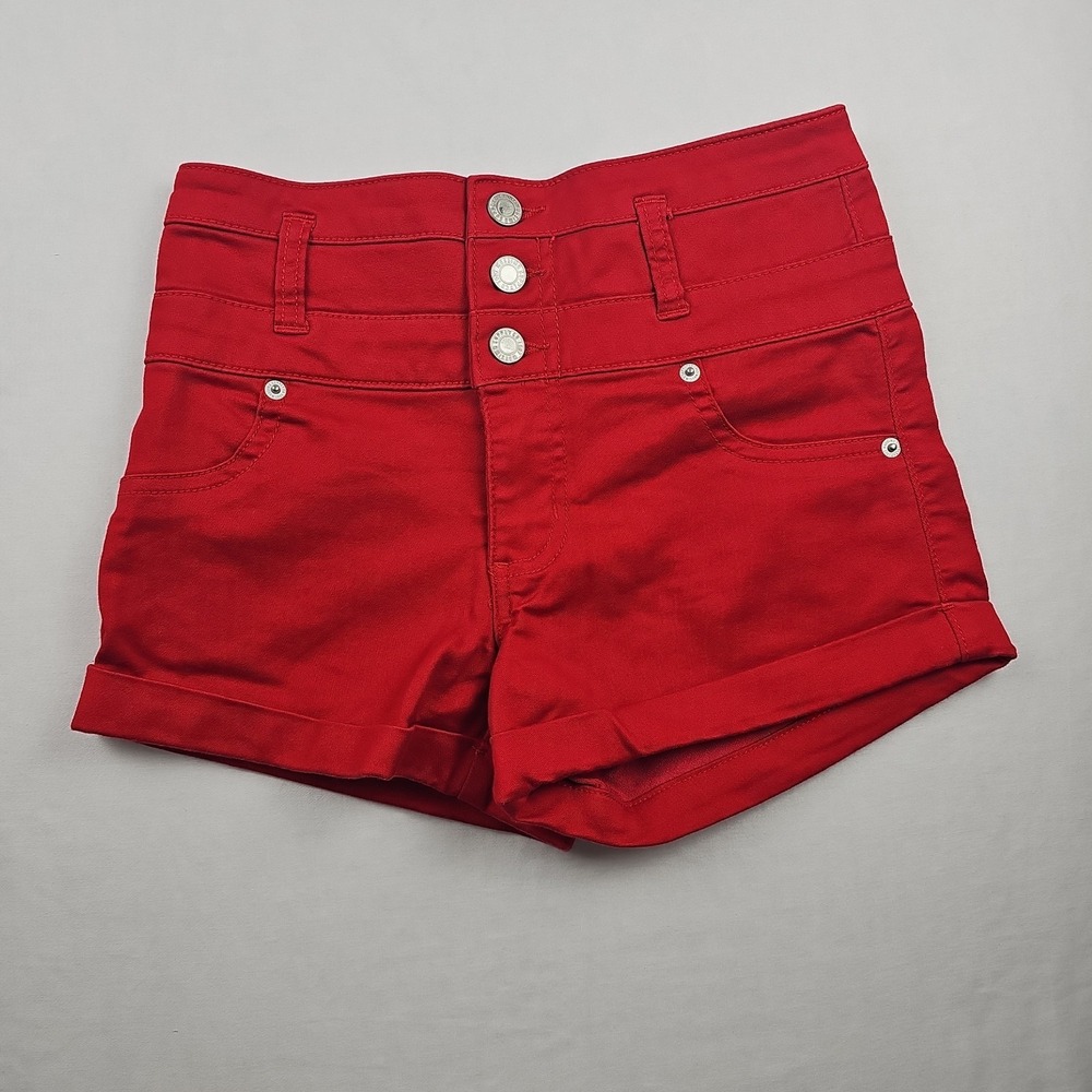 Mossimo Women's Red High Rise Short Flat Front Dark Wash Size 2